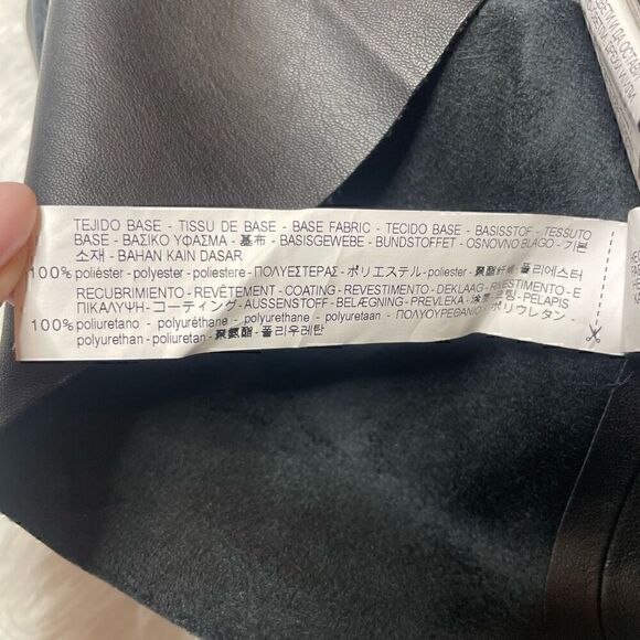Zara Black Faux Leather A-Line Mini Skirt Ruffle Size Medium NEW with Tag - Picture 3 of 9